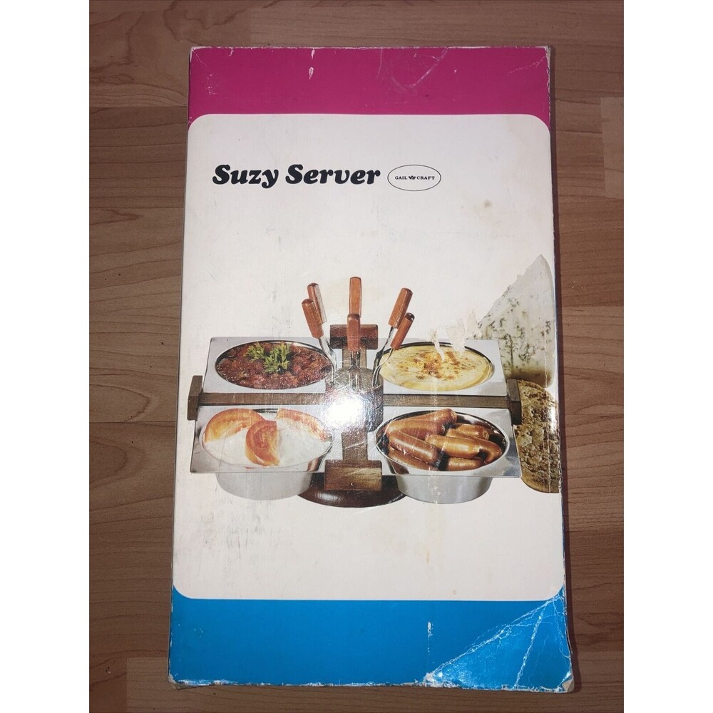 NOS Vintage Wood Chrome Suzy Server Mid Century Gail Craft Japan Lazy Susan